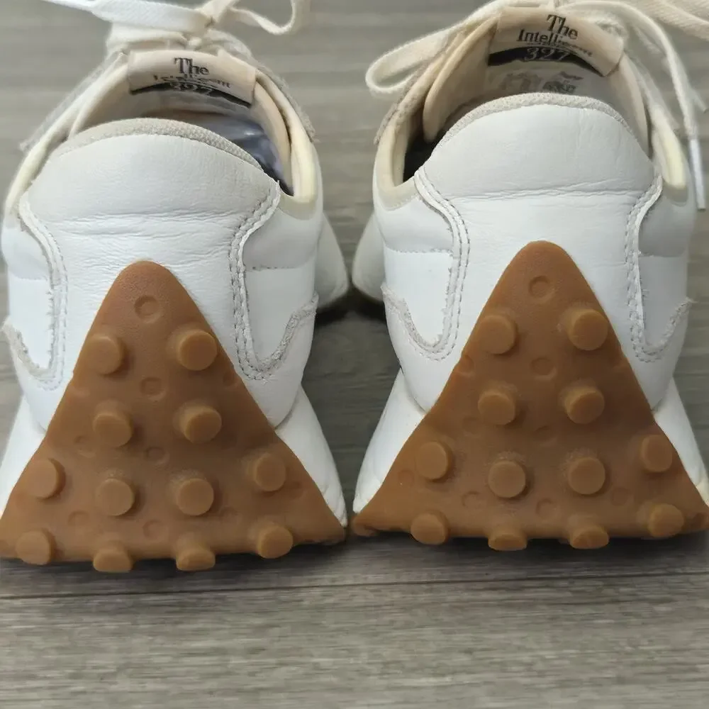 New Balance 327 Womens US 9 B Triple White Gum Leather WS327LS Athletic Shoes